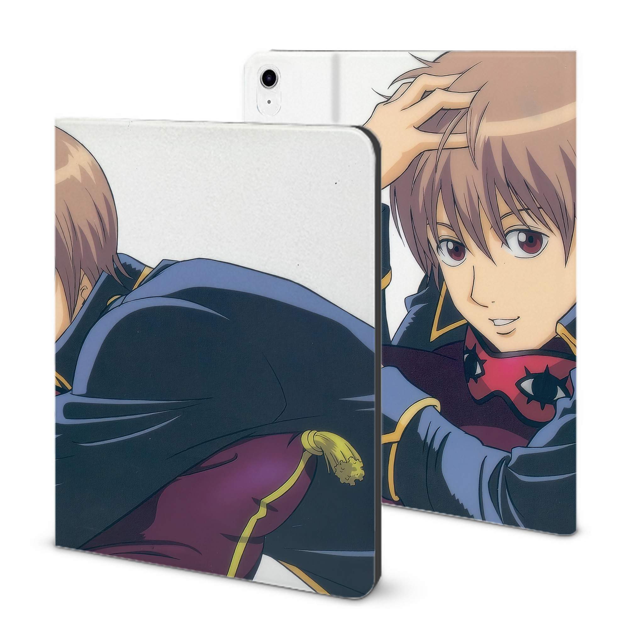 （画像用） ぎんたま 坂田銀時（さかたぎんとき） 神楽 志村新八（しむら しんぱち） GINTAMA Sakata Gintoki Kagura Shimura Shinpachi IPad ケース ブック型 PUレザー TPU 耐衝撃 軽量 薄型 ペン収納なし 全面保護 IPad 各モデル対応